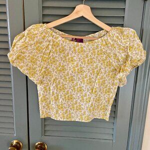 J Crew Fitted Puff Sleeve Top Liberty Fabric - Yellow Womens Size 6 NWT